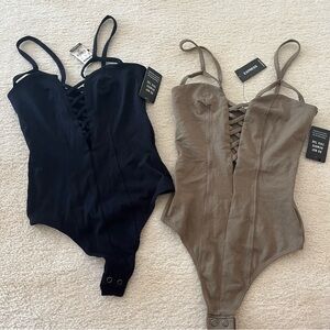 Express Black and Tan Bodysuits Versatile One Pieces